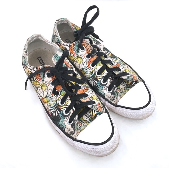 Converse Shoes - CONVERSE Green and Off White Floral Chucks Size 7